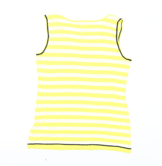 Oui Women's Yellow Striped Sleeveless Tank Size 16