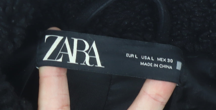 Zara Women's Black Mid-Length Jacket - Size L