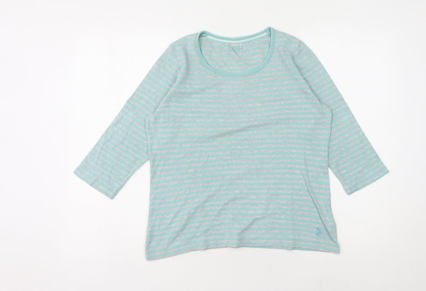 Dash Women’s Blue Striped 3/4 Sleeve T-Shirt Size 12