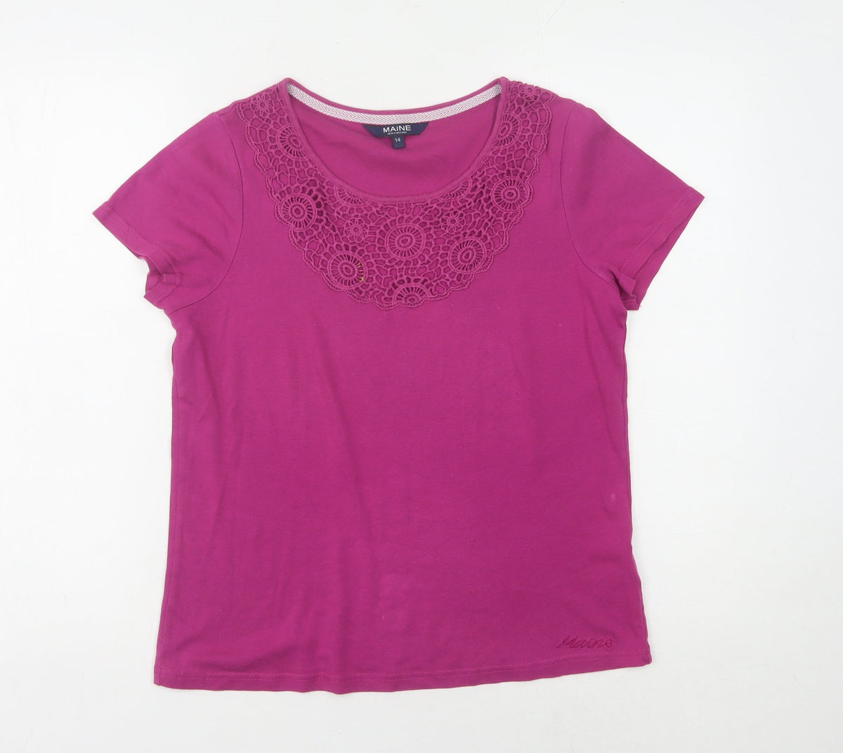 Additional front view of Maine New England Pink Women's, size 14, Basic T-Shirt