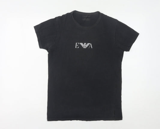 Emporio Armani Men's Black Cotton Logo T-Shirt S