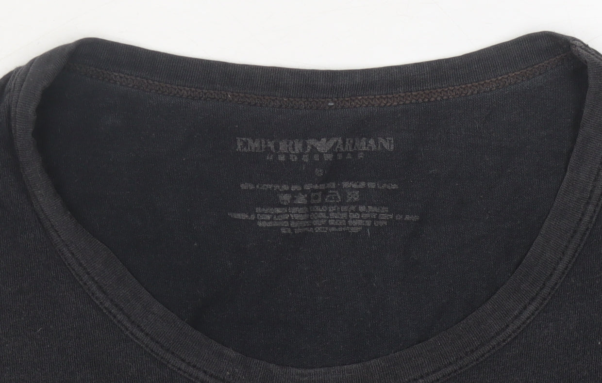 Emporio Armani Men's Black Cotton Logo T-Shirt S