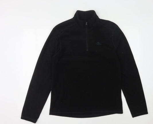 Men's Black Fleece High Neck Zip Medium Top