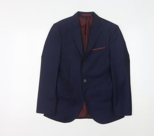 Moss London Men's Blue Slim Fit Blazer, Size 44S