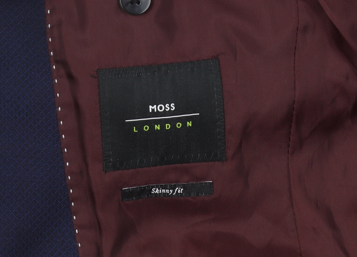 Moss London Men's Blue Slim Fit Blazer, Size 44S