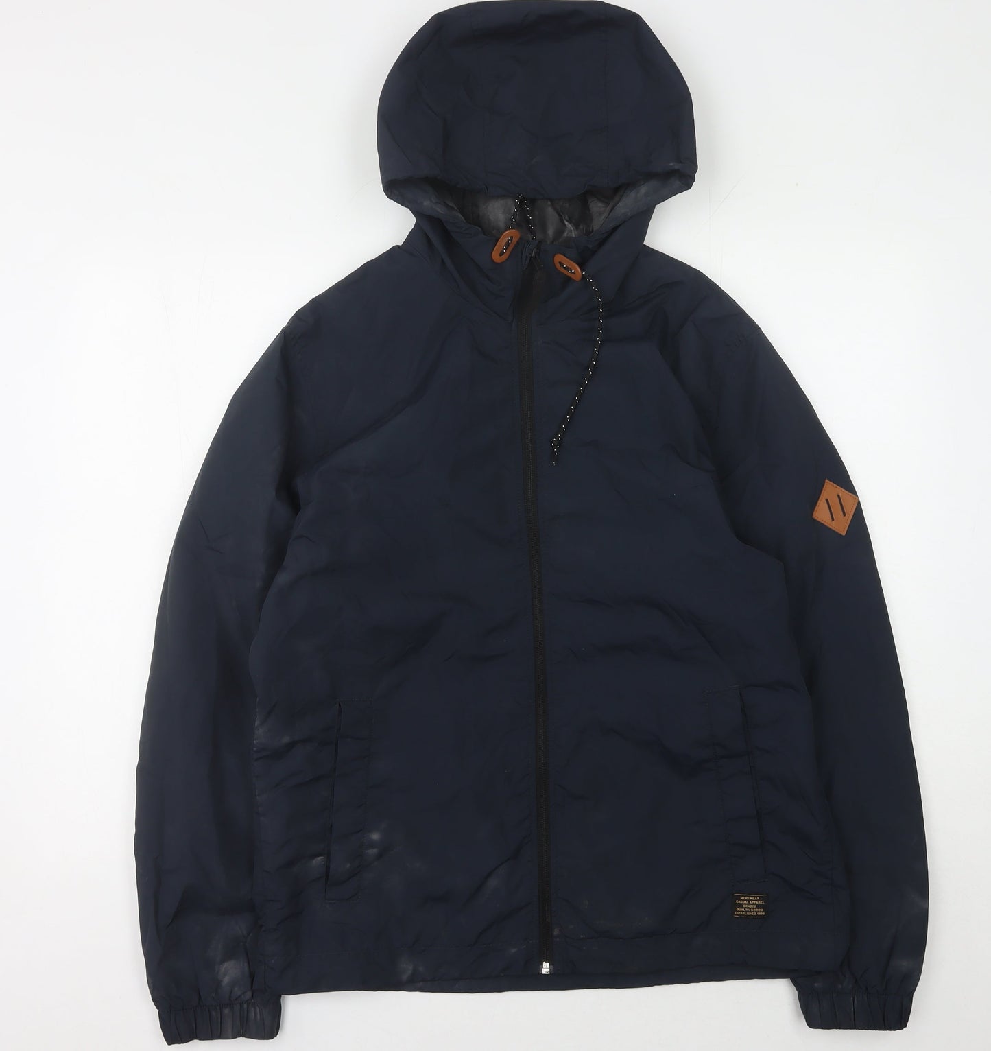 H&M Men's Blue M Windbreaker Jacket Hooded Full Zip