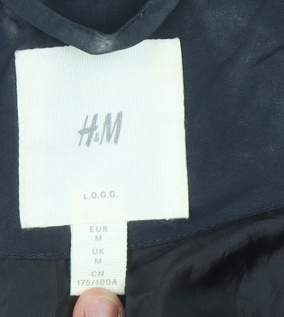 H&M Men's Blue M Windbreaker Jacket Hooded Full Zip