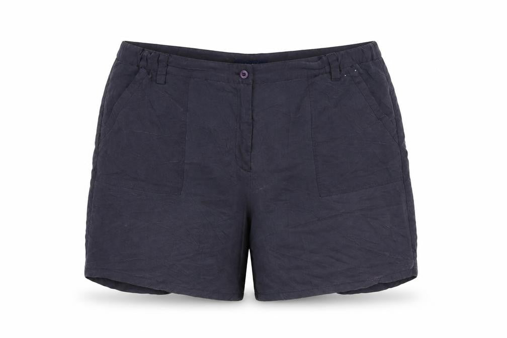 Front view of Casual Club Women's Black Plus Size Shorts, High-Rise, Viscose Blend