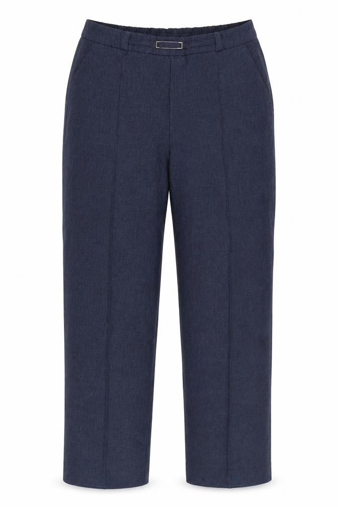 Front view of Honor Millburn Women's Blue Straight Trousers, size 10