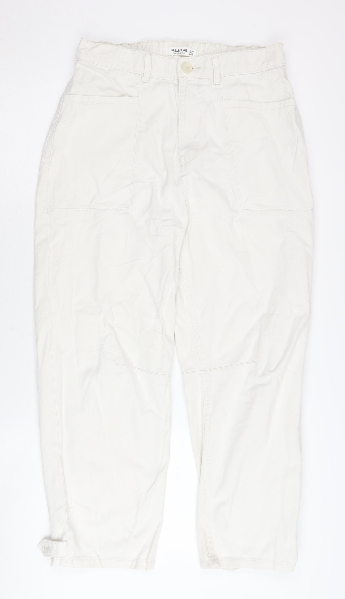 Pull&Bear Women's White Cargo Trousers Size 10