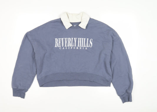 Hollister Women's Blue Collared Sweatshirt, Size S