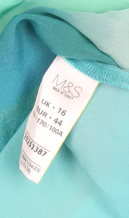 Marks and Spencer Women's V-Neck Multicoloured Blouse Size 16