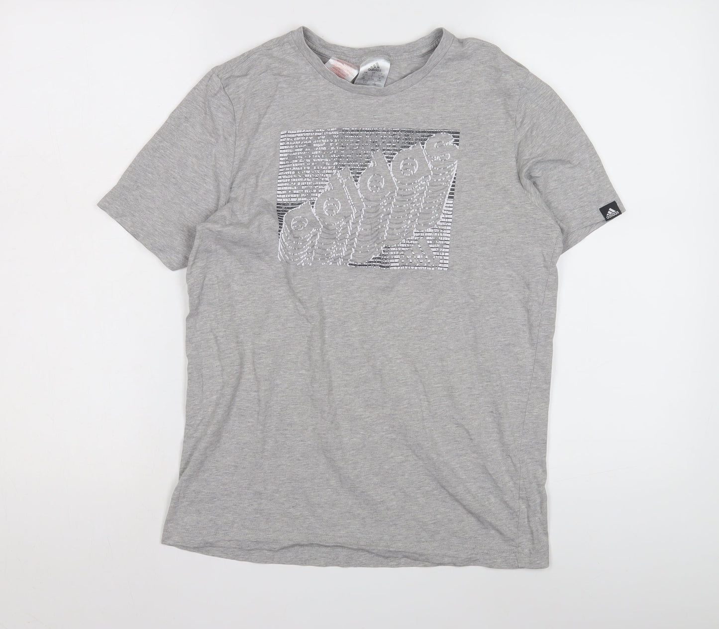 Adidas Boys Grey Graphic T-Shirt - 13-14 Years