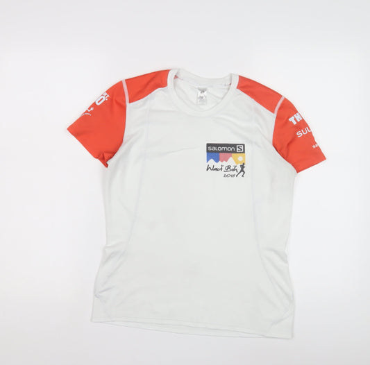 Salomon Women's White & Red T-Shirt, Size S, Activewear Top