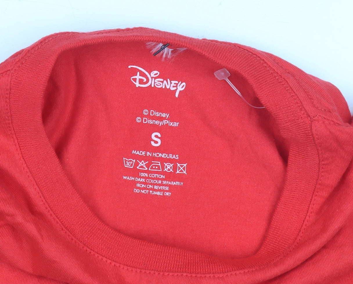 Disney Women's Red Polka Dot Cartoon T-Shirt S