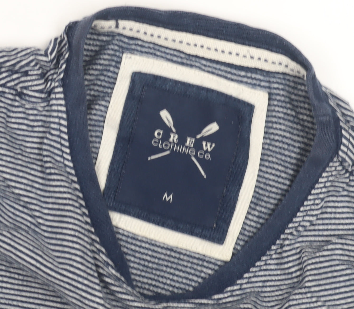 Crew Clothing Co. Men's Blue Striped M T-Shirt, Logo, Cotton