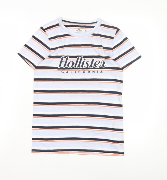 Hollister Boys' Multicoloured Striped Crew Neck T-Shirt XS