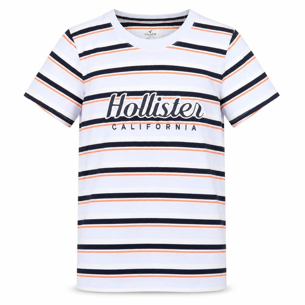 Hollister Boys' Multicoloured Striped Crew Neck T-Shirt XS