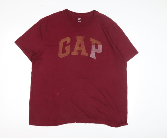 GAP Men’s Red XL T-Shirt with Logo, Short Sleeve
