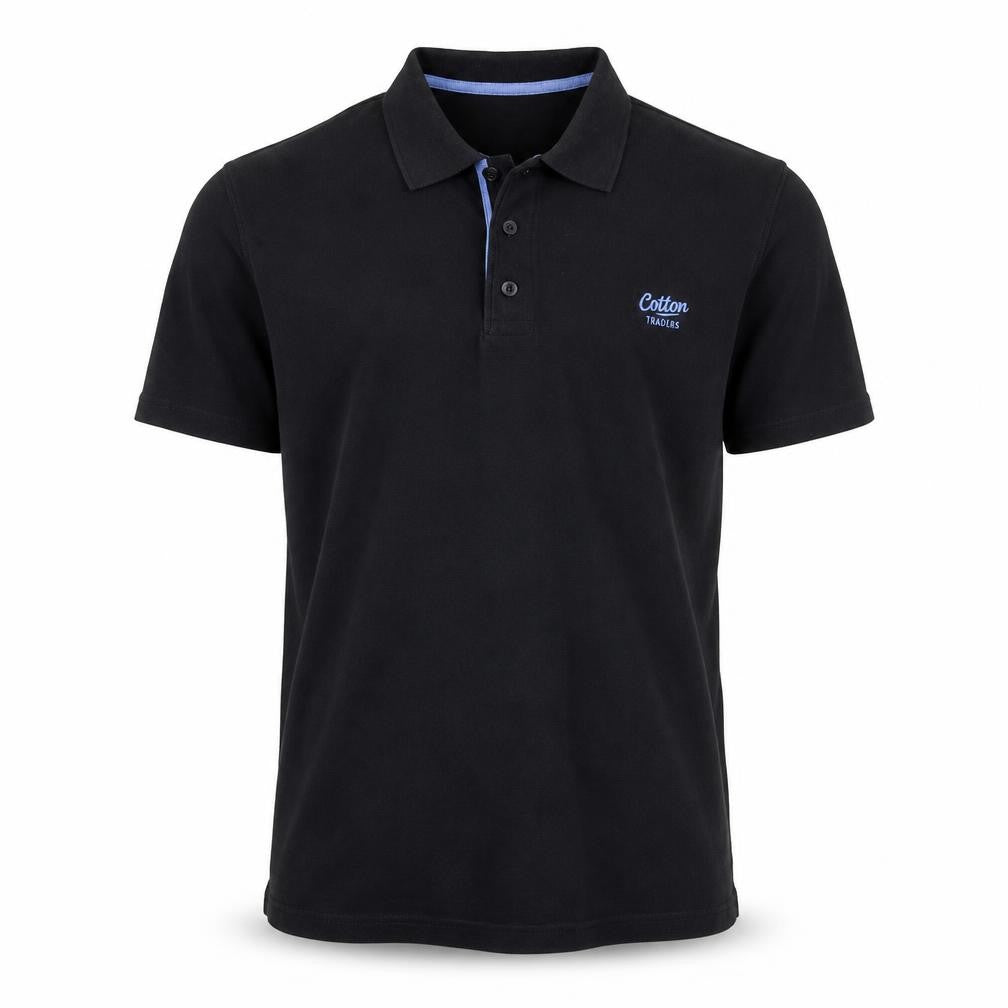 Cotton Traders Men's Black Polo Shirt, Size S