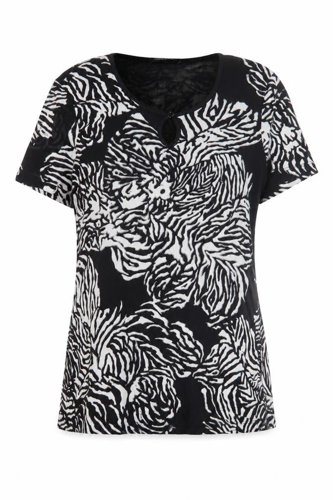 Betty Barclay Women's Black Animal Print T-Shirt Size 16