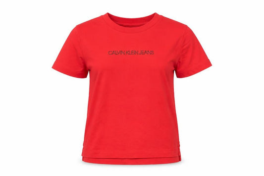 Womens UK Size S Calvin Klein Red Cotton T-Shirt