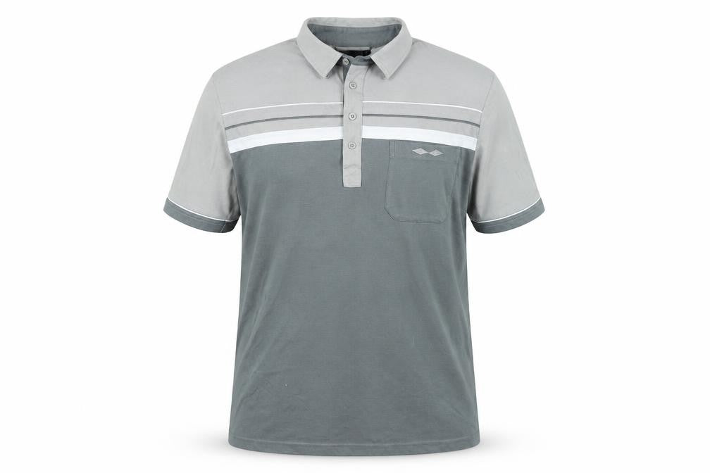 Carabou Men's Green Large Polo, Striped Cotton