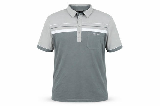 Carabou Men's Green Large Polo, Striped Cotton