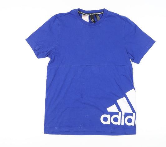 Adidas Boys Blue T-Shirt, Size 13-14 Years, Logo Accent
