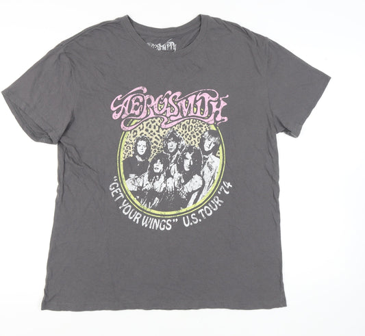 Aerosmith Unisex Grey Graphic T-Shirt 2XL Music Theme