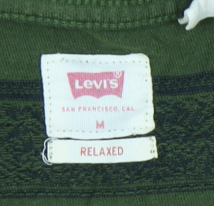 Levi's Men's Green Striped Long Sleeve Relaxed T-Shirt