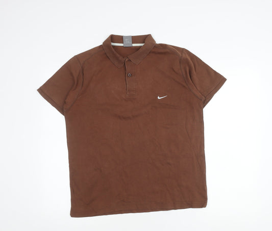 Nike Men's Brown Polo Shirt, Size L, Short Sleeve, Casual