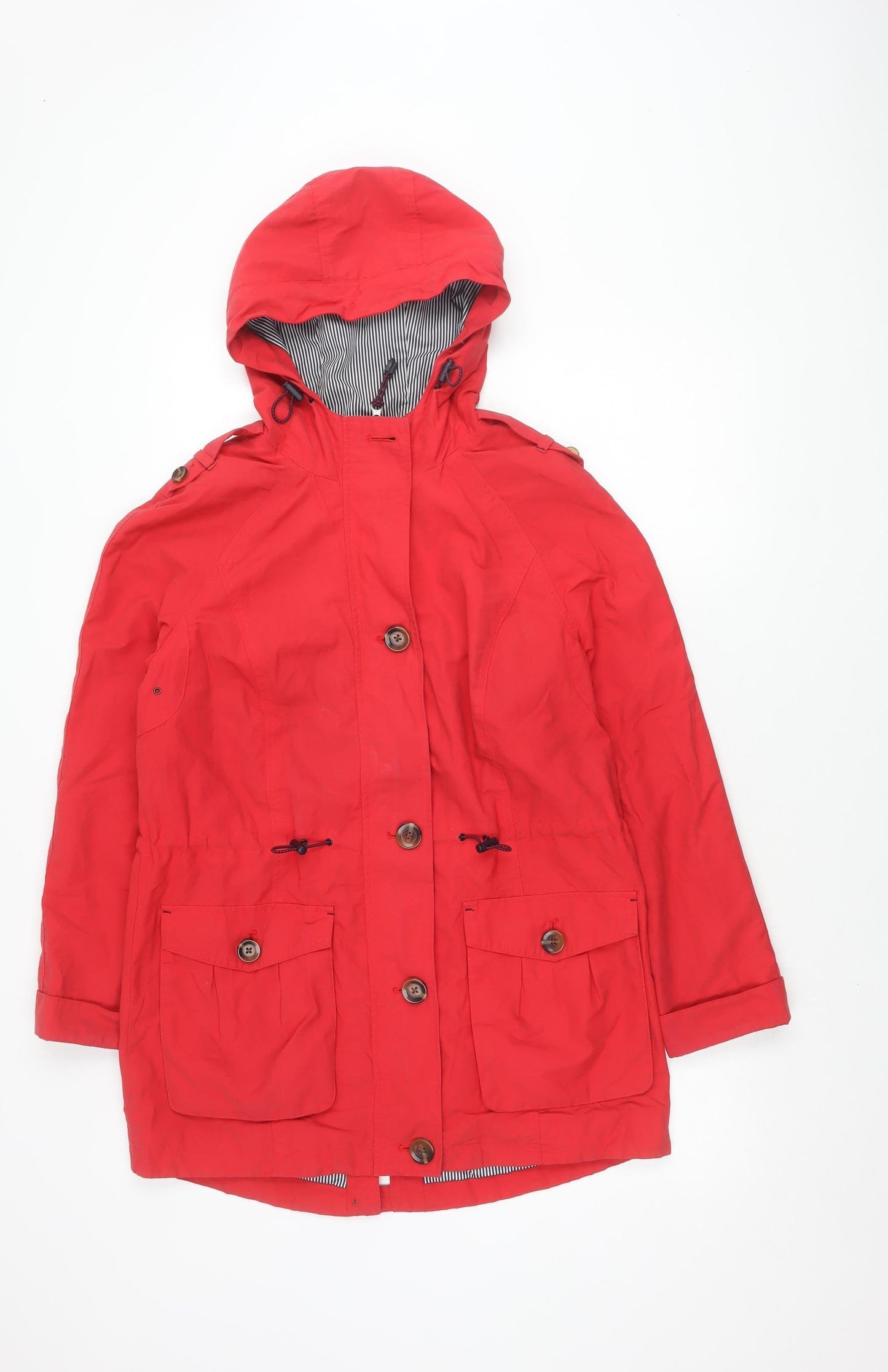 Marks and Spencer Women's Red Hooded Mid-Length Jacket Size 10
