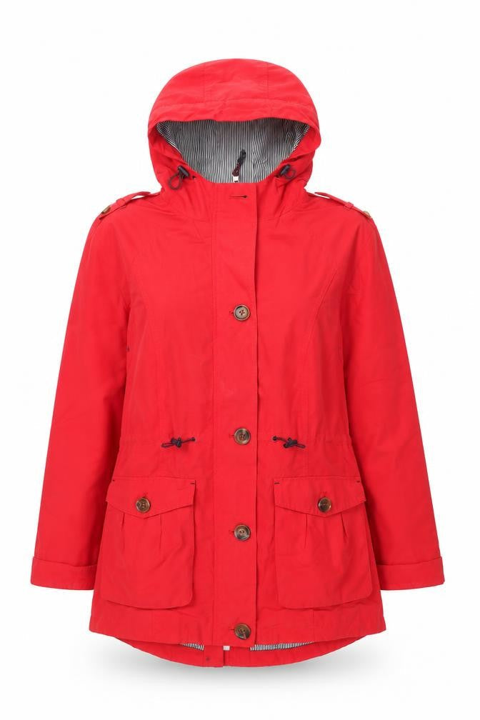 Marks and Spencer Women's Red Hooded Mid-Length Jacket Size 10