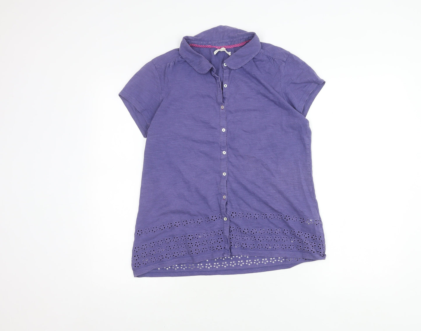 White Stuff Women's Purple Cotton Button-Up Shirt
