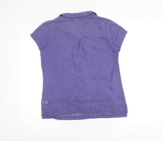 White Stuff Women's Purple Cotton Button-Up Shirt