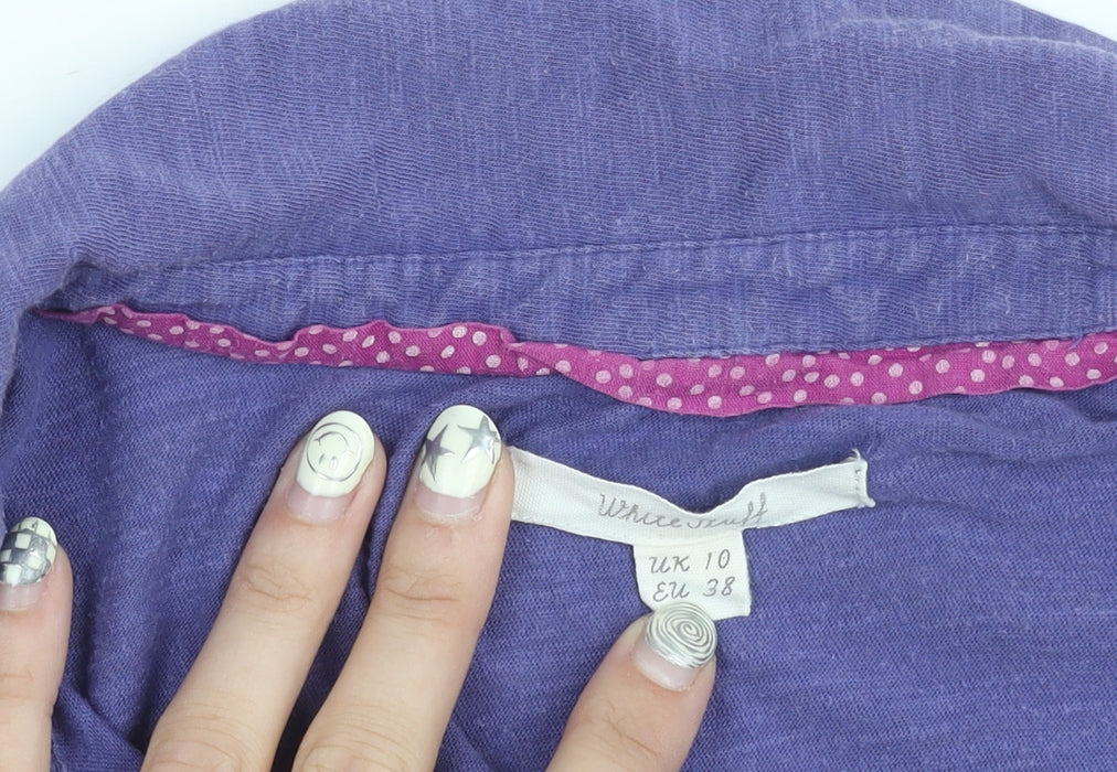 White Stuff Women's Purple Cotton Button-Up Shirt