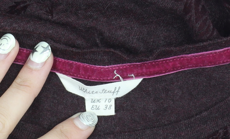 White Stuff Women's Red Top, Size 10, 3/4 Sleeve, Viscose