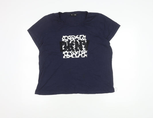 DKNY Jeans Women's Blue XL T-Shirt with Embroidery