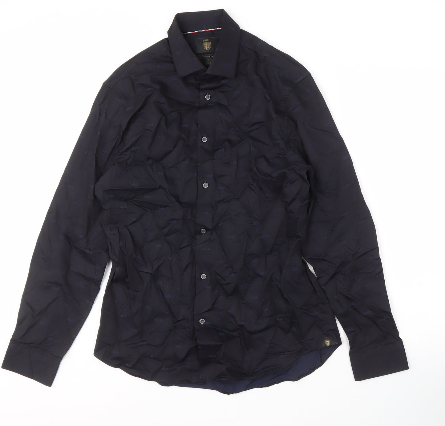 Marks and Spencer Men's Black Shirt, M, Long Sleeve
