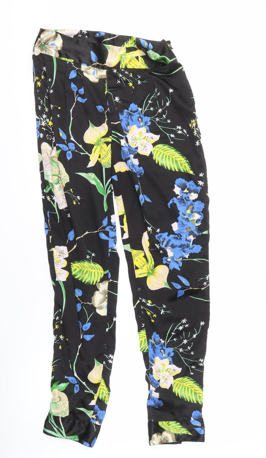 Vila Women's Black Floral Trousers, Size M