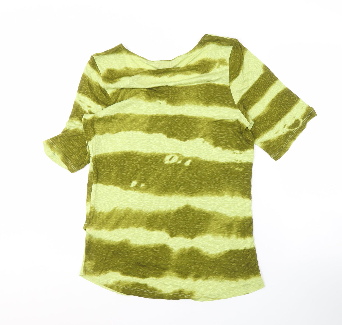 Marks and Spencer Women's Green Stripe T-Shirt Size 16