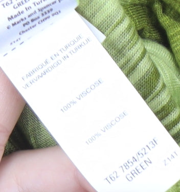 Marks and Spencer Women's Green Stripe T-Shirt Size 16