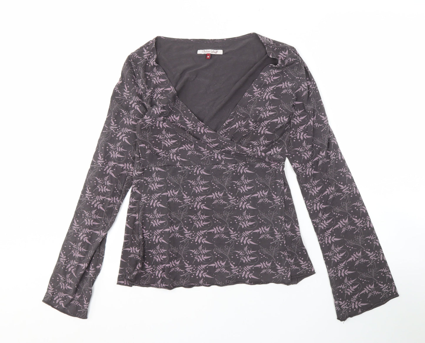 White Stuff Women's Black Floral Wrap Top Size 8