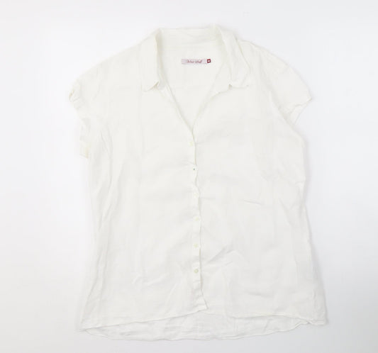White Stuff Women's White Linen Button-Up Shirt