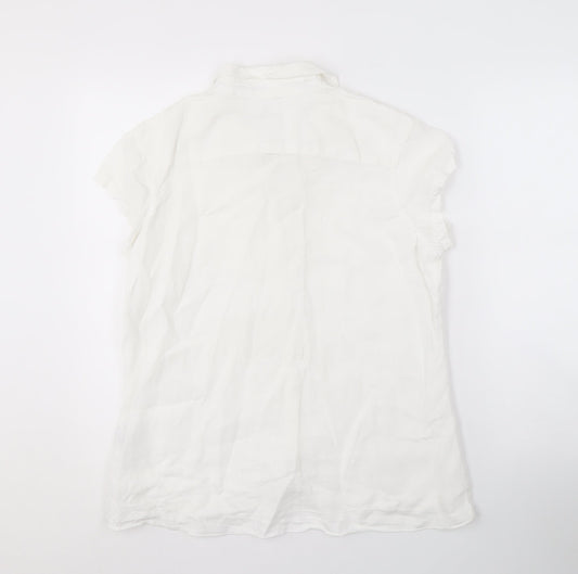 White Stuff Women's White Linen Button-Up Shirt