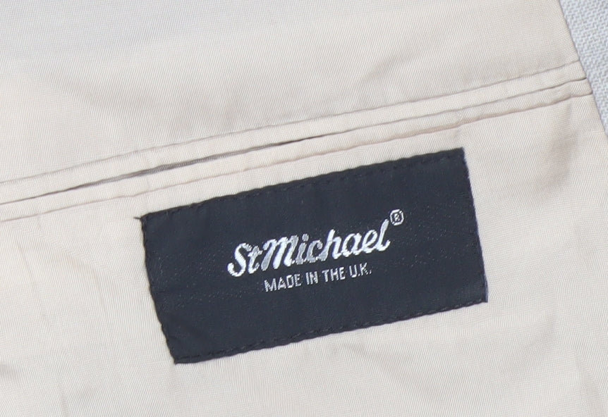 St Michael Men's Beige Blazer 44L Long Jacket