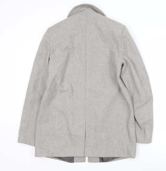 River Island Women's Grey Wool Coat, Size 8, Classic Style