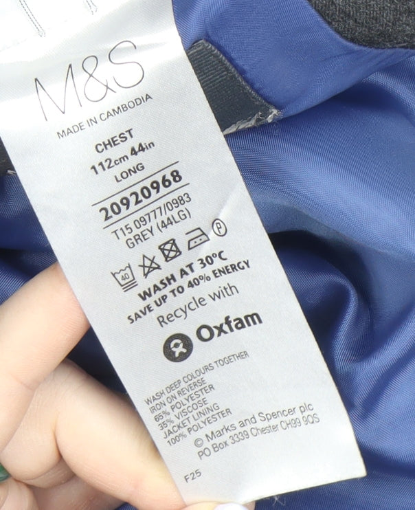Marks and Spencer Men's Grey Blazer 44 Long