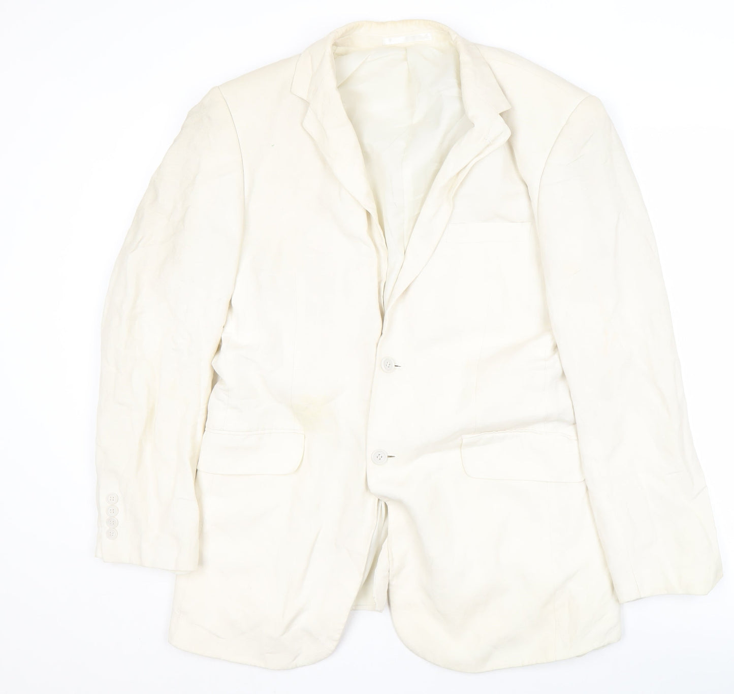 Milan Collection Men's Ivory Linen Blazer 40 Long